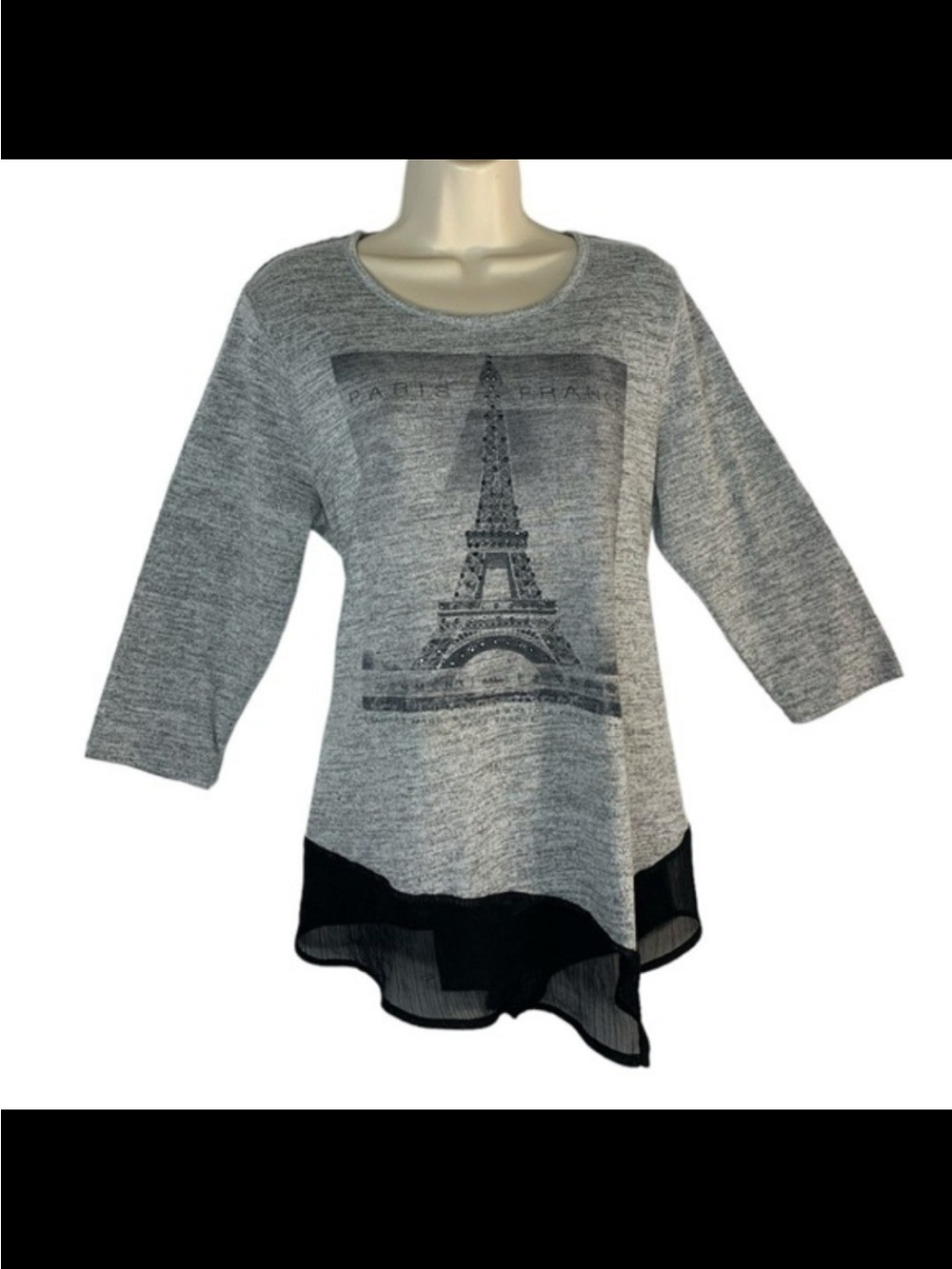 Style & Co. Grey Eiffel Graphic Tunic with Black Contrast Hem